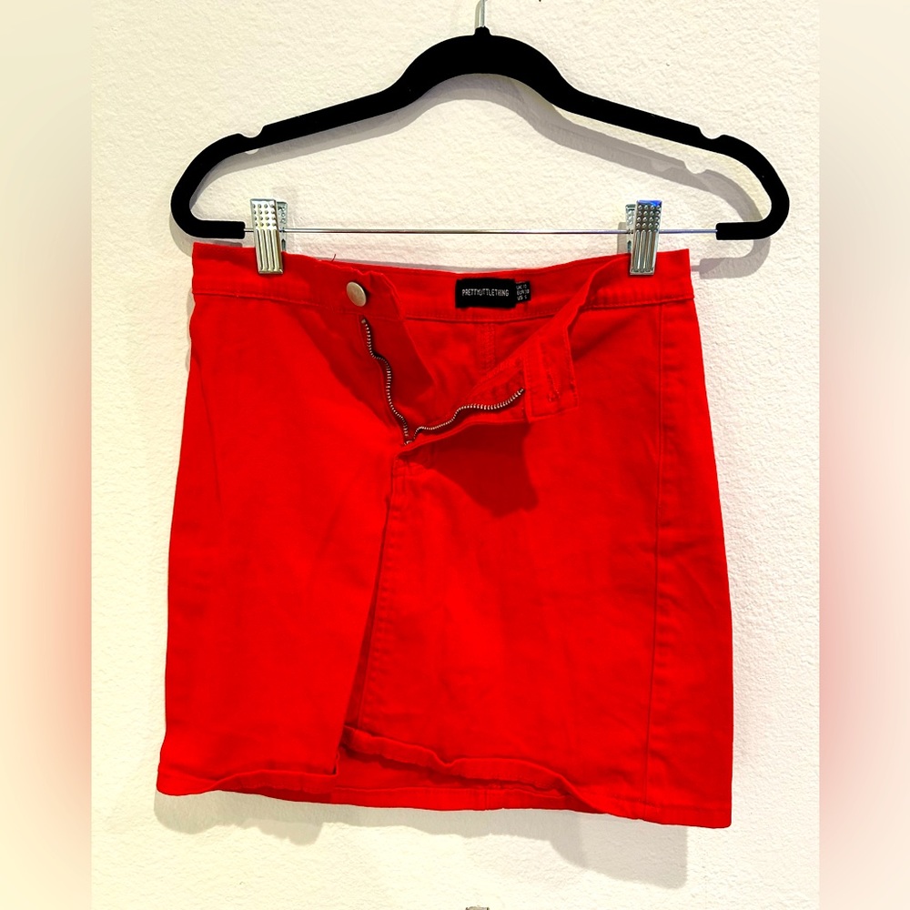PLT red mini skirt